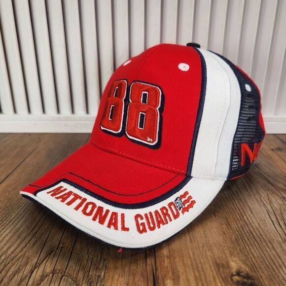 2008 Hendrick Motorsports National Guard Dale Jr Hat Cap Strapback NASCAR Red - Picture 1 of 10